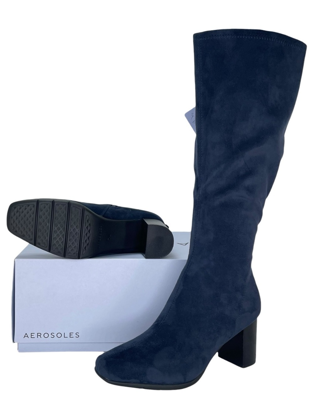 Aerosoles Micah Navy Microsuede Knee High Womens Boots Size 7WW - Picture 11 of 12